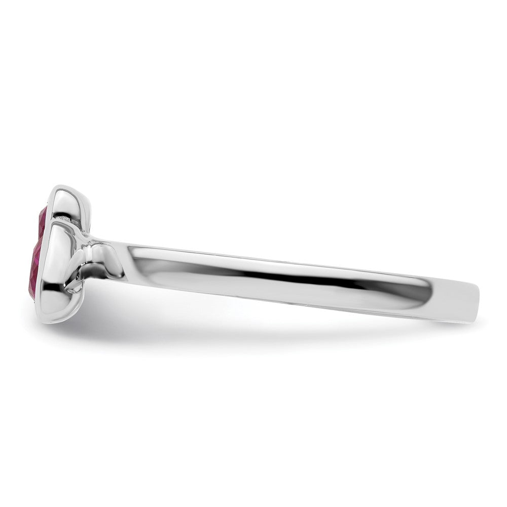 High-Quality Sterling Silver Double Heart Ring with Created Ruby | Stylish Value