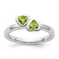 Buy Stylish Sterling Silver Double Heart Peridot Stackable Ring - 14K Gold-1