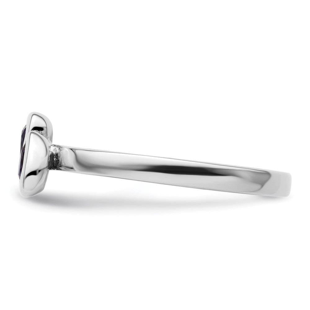 Exclusive Sterling Silver Double Heart Ring with Created Sapphire - Affordable Luxury