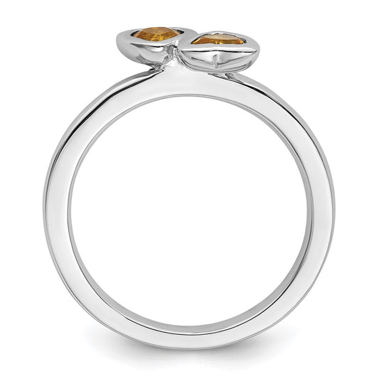 Buy Stylish Sterling Silver Double Heart Citrine Stackable Ring | Affordable Luxury