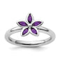 Exclusive Sterling Silver Amethyst Flower Stackable Ring - Stylish Design-1