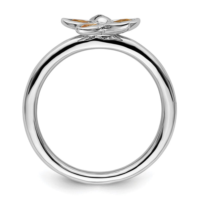 Shop Stylish Citrine Flower Ring in Sterling Silver - 14K Gold Details-2