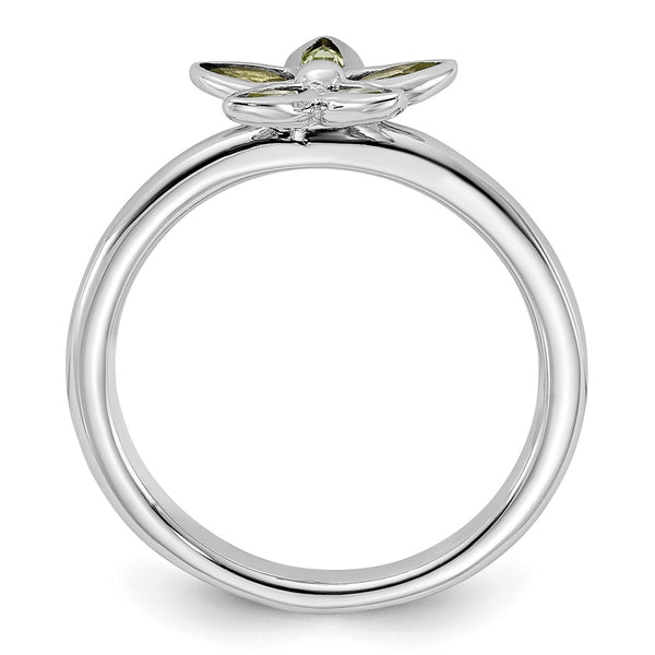 Sterling Silver Stackable Peridot Flower Ring