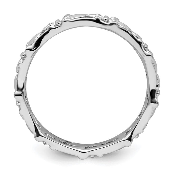 Polished Fleur De Lis Stackable Ring - Sterling Silver