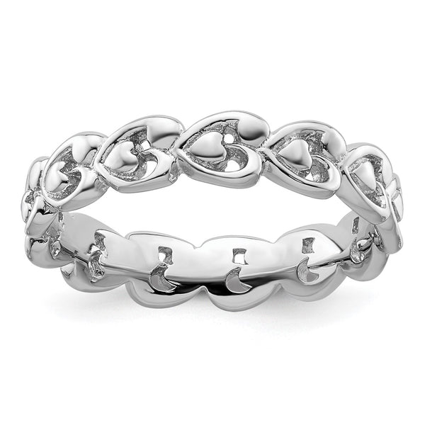 Polished Heart Stackable Ring in Sterling Silver