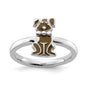 High-Quality Sterling Silver Stackable Dog Ring | Stylish Brown Enamel Design-1