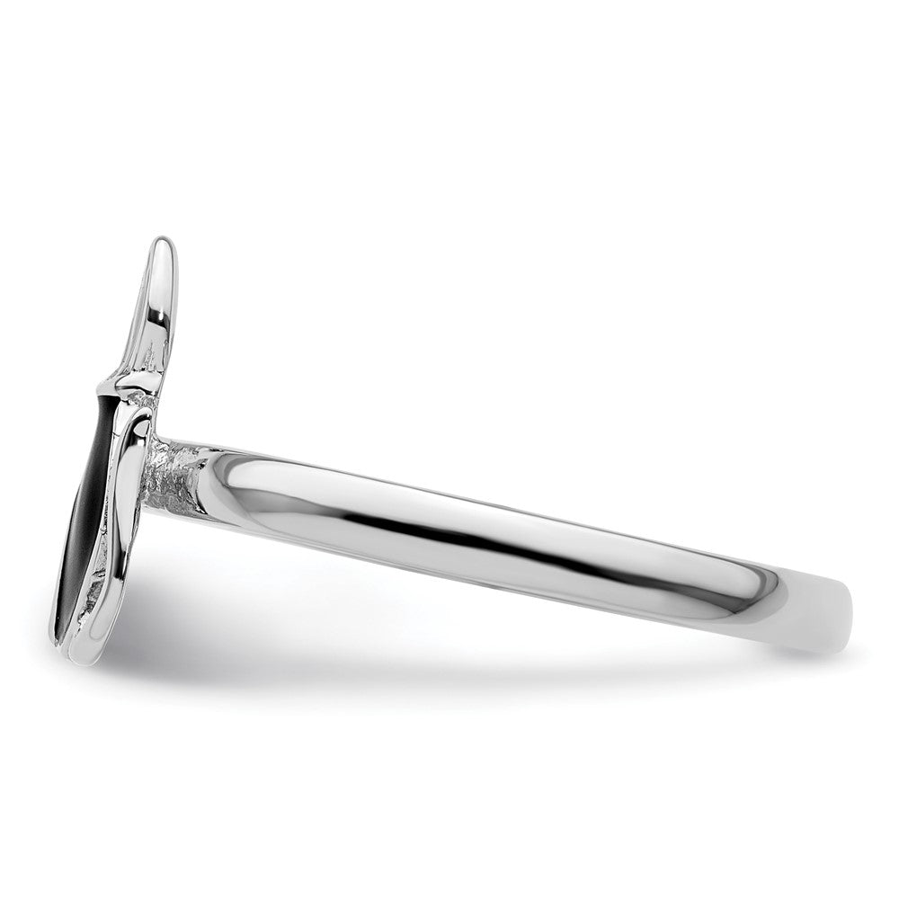 Buy Stylish Sterling Silver Stackable Cat Ring | Black Enamel Finish, Affordable