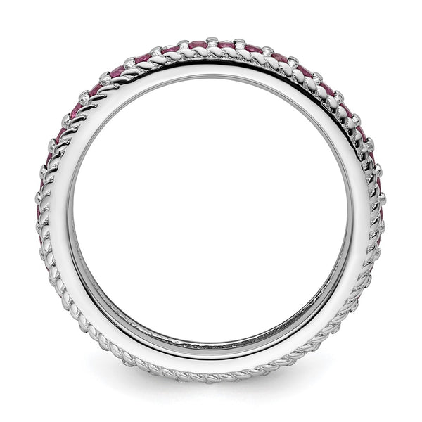 Polished Created Ruby Eternity Ring - 14K Gold, Stackable