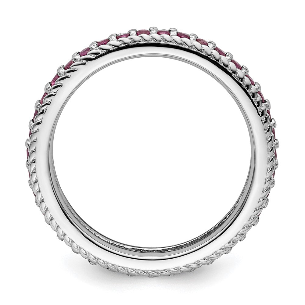Shop Stylish Polished Sterling Silver Stackable Eternity Ring with Ruby Accents