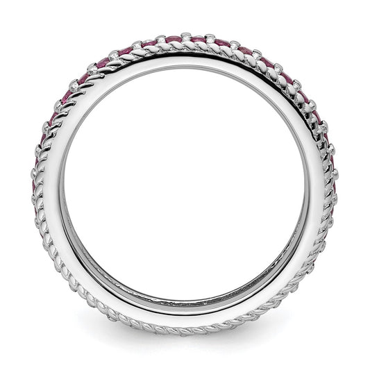 Shop Stylish Polished Sterling Silver Stackable Eternity Ring with Ruby Accents