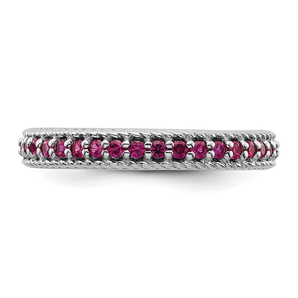 Shop Stylish Polished Sterling Silver Stackable Eternity Ring with Ruby Accents