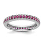 Exclusive Polished Sterling Silver Stackable Eternity Ring with 0.85ct Ruby Accents-1