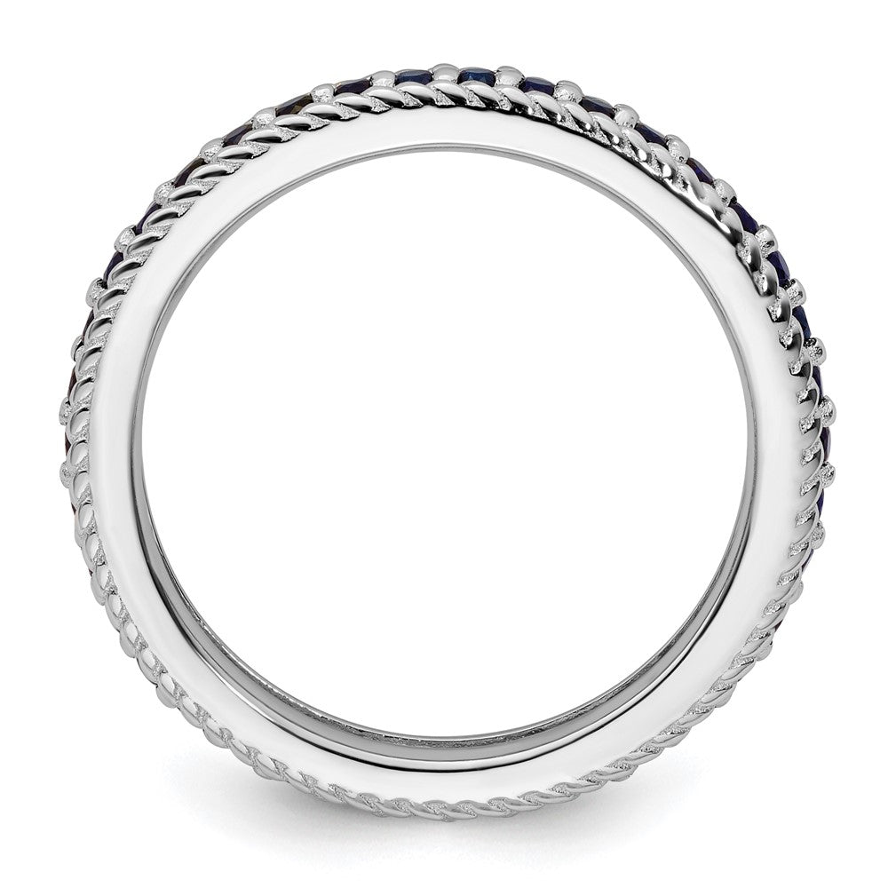 Order High-Quality Polished Sterling Silver Eternity Ring with Sapphire Accents