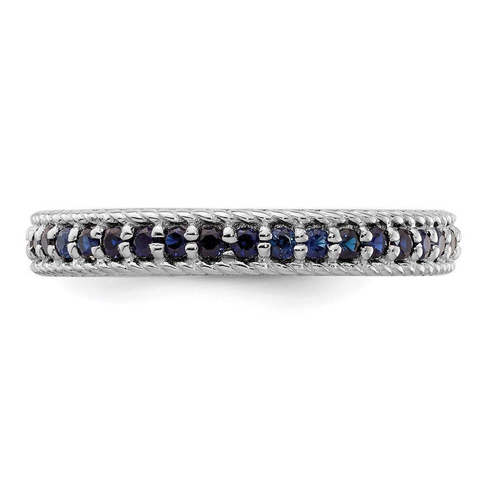 Buy Exclusive Polished Sterling Silver Stackable Eternity Ring with Sapphire Accents