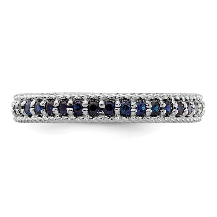 Buy Exclusive Polished Sterling Silver Stackable Eternity Ring with Sapphire Accents-3