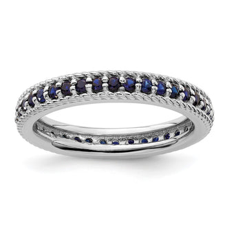 Shop Stylish Polished Sterling Silver Stackable Eternity Ring with Created Sapphire Accents