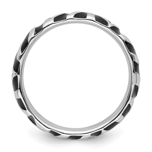 Buy Stylish Polished Enameled Animal Print Stackable Ring in Sterling Silver