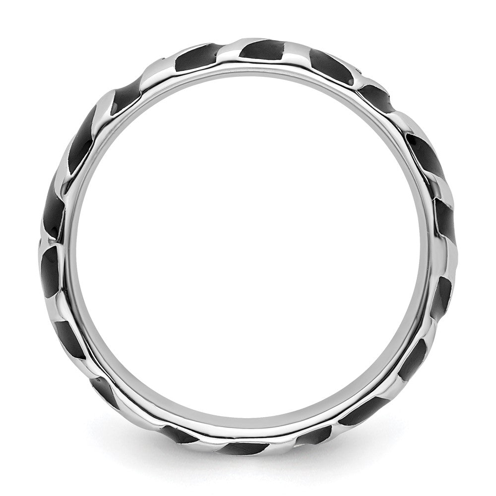 Exclusive Polished Enameled Animal Print Stackable Ring in Sterling Silver - Stylish!