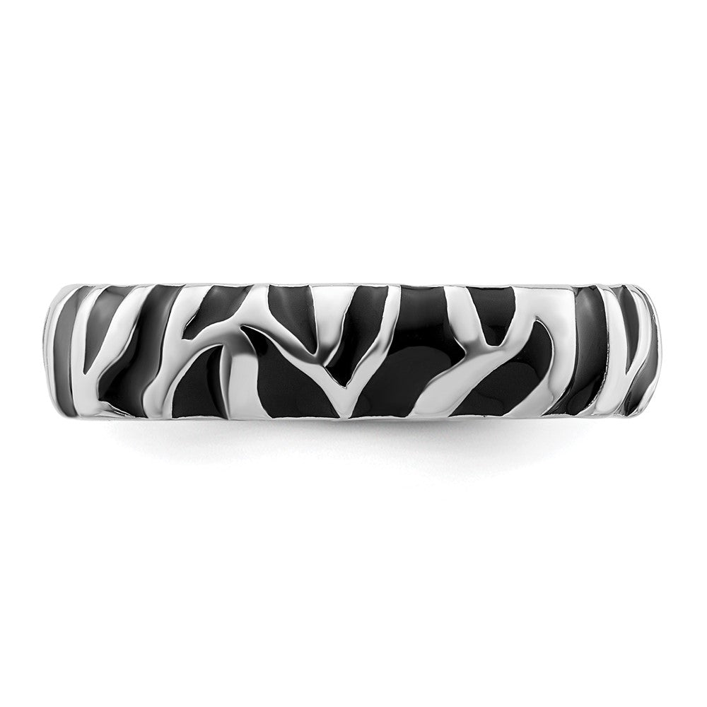 Shop Stylish Polished Enameled Animal Print Stackable Ring in Sterling Silver
