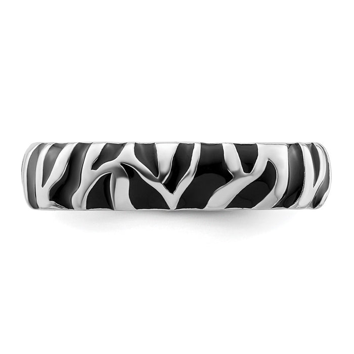 Shop Stylish Polished Enameled Animal Print Stackable Ring in Sterling Silver-3