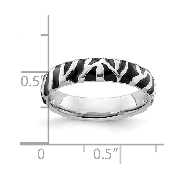 Exclusive Stylish Polished Enameled Animal Print Stackable Ring in Sterling Silver-4