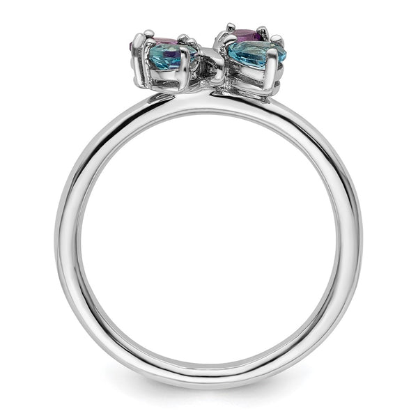 Polished Sterling Silver Stackable Butterfly Ring - 14K Gold Accent