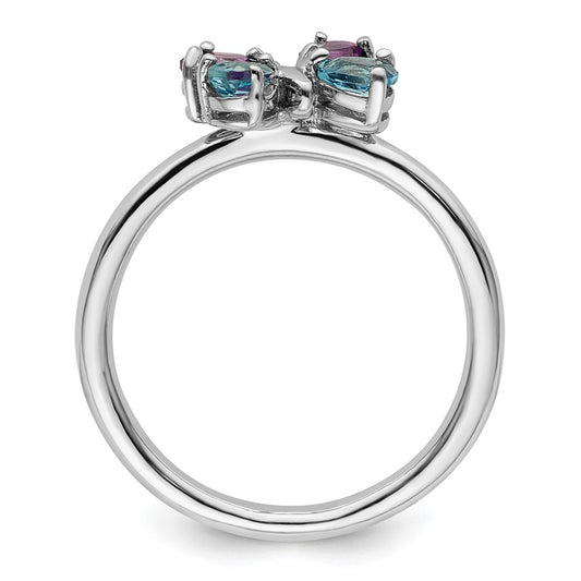 Buy Stylish Polished Sterling Silver Stackable Butterfly Ring - 14K Gold Accent