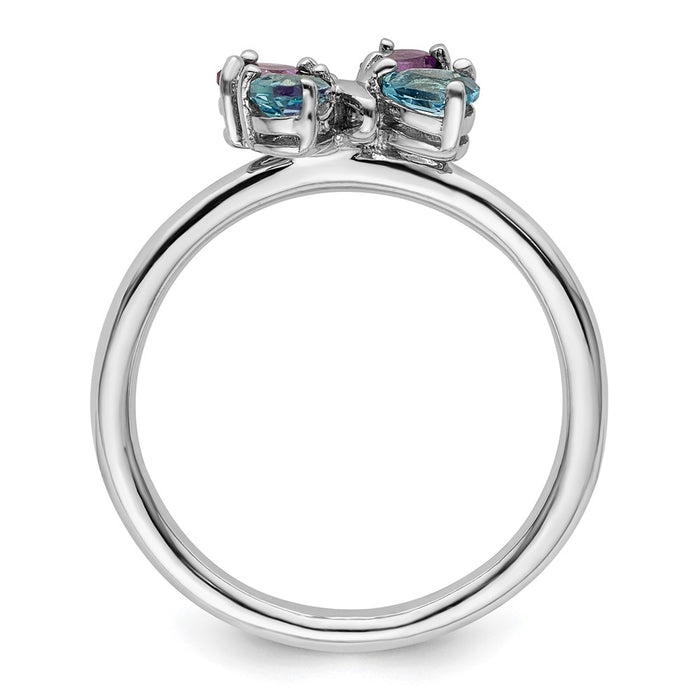 Buy Stylish Polished Sterling Silver Stackable Butterfly Ring - 14K Gold Accent-2