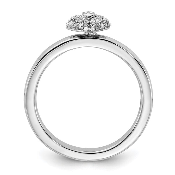 Polished Diamond Heart Lock Ring in Sterling Silver - 14K