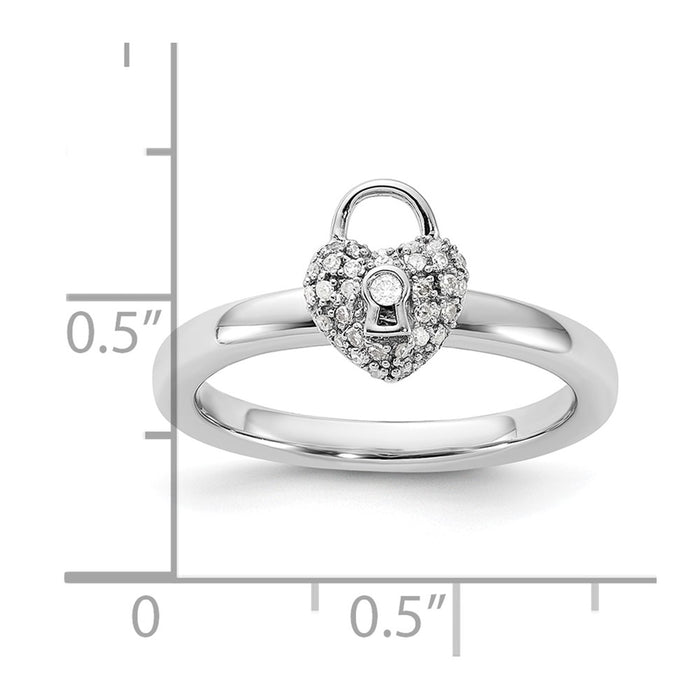 Exclusive Polished Diamond Heart Lock Ring - 14K Gold & Stylish Stackable Design-5