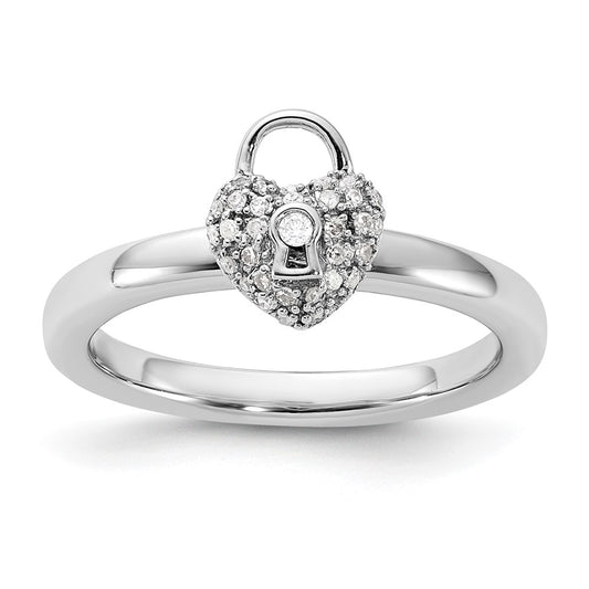 High-Quality Polished Diamond Heart Lock Ring - 14K Gold & Sterling Silver Value