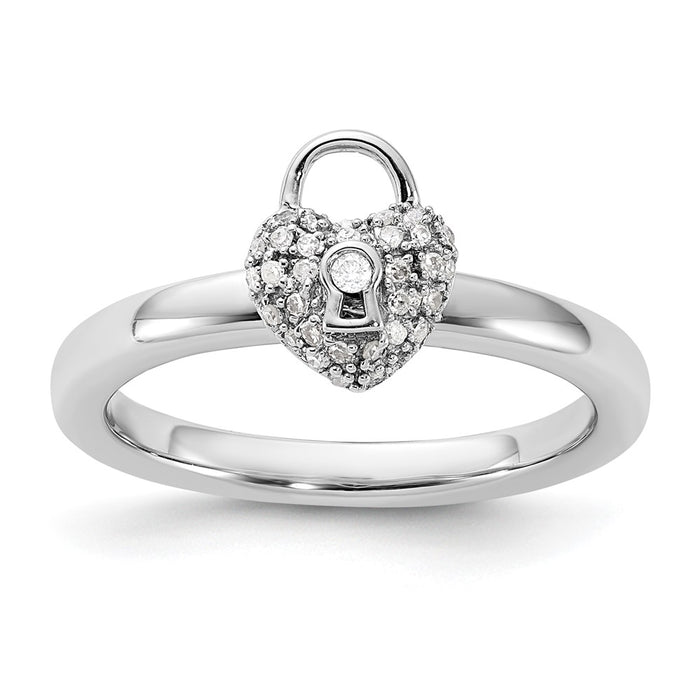 High-Quality Polished Diamond Heart Lock Ring - 14K Gold & Sterling Silver Value-1