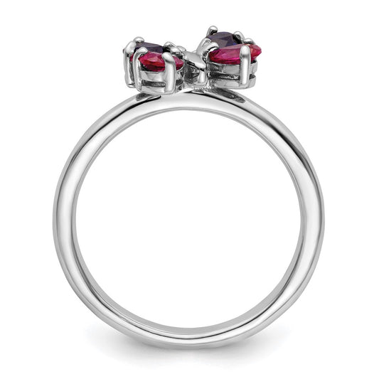 Buy Exclusive Sterling Silver Stackable Butterfly Ring with Ruby & Sapphire Accents - Stylish & Affordable!