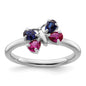 Shop Exclusive Sterling Silver Stackable Butterfly Ring with Ruby & Sapphire Accents-1