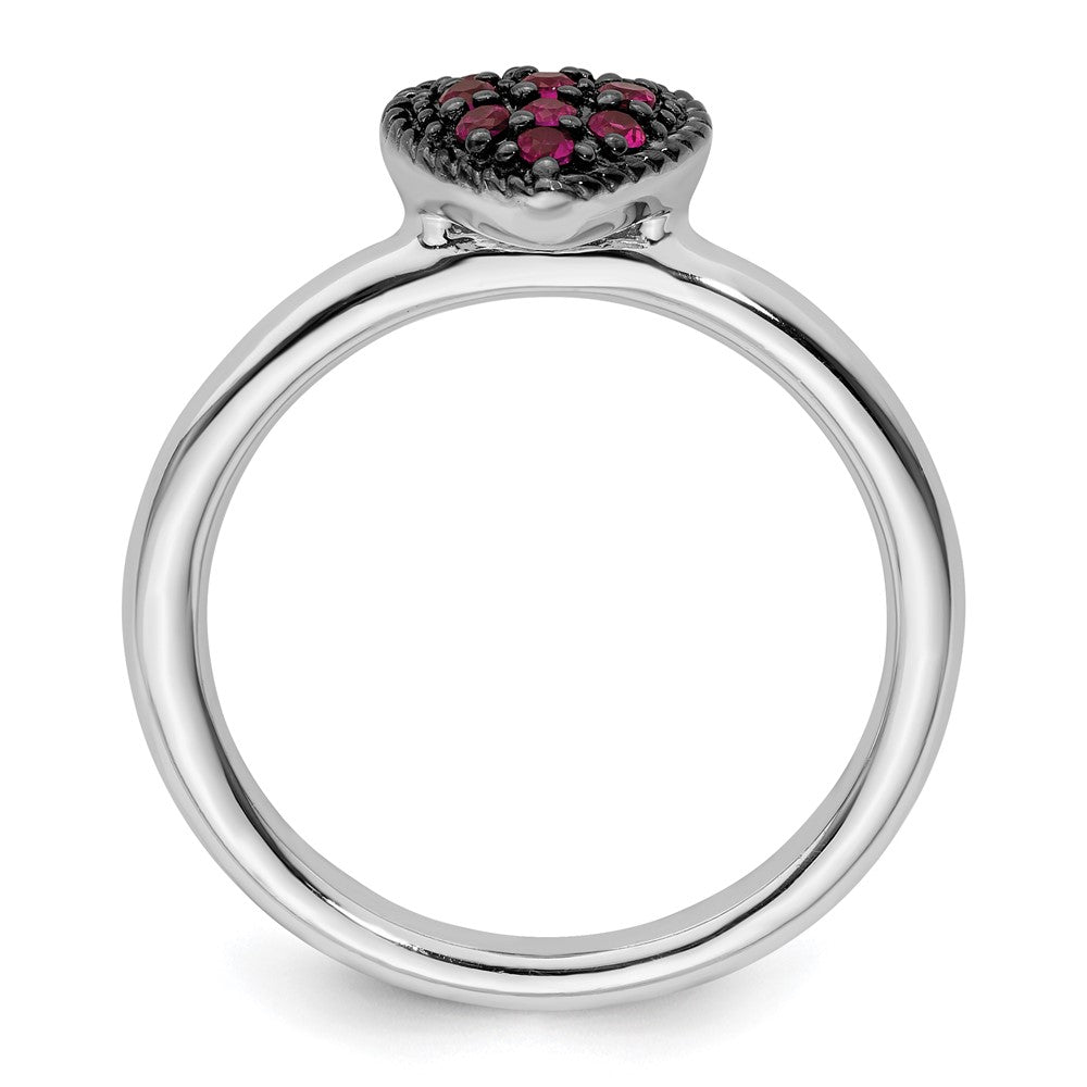 Shop Stylish Sterling Silver Stackable Ruby Heart Ring | 14K Gold Accent