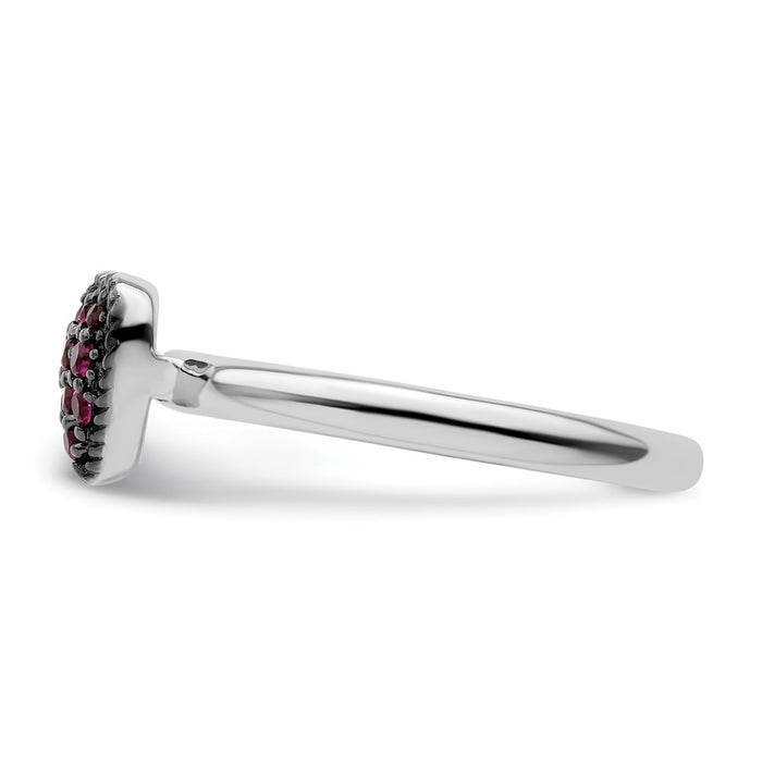 Shop Stylish Sterling Silver Stackable Ruby Heart Ring | 14K Gold Accent-3