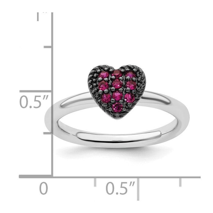Shop Stylish Sterling Silver Stackable Ruby Heart Ring | 14K Gold Accent-5