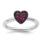 Exclusive Sterling Silver Stackable Ruby Heart Ring - Stylish Design & Value-2