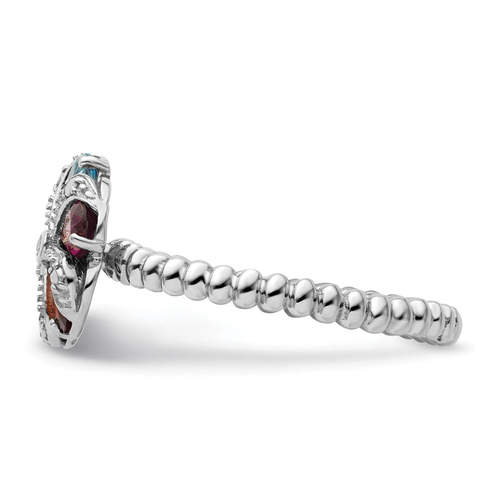 High-Quality Stackable Sterling Silver Gemstone & Diamond Ring | Stylish Value