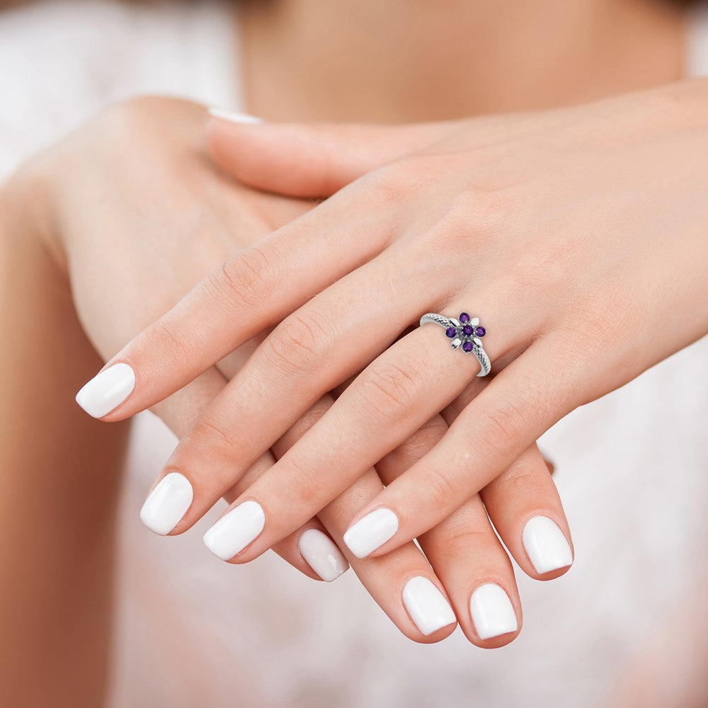 Shop Stylish Amethyst Stackable Expressions Ring in Sterling Silver - 14K Luxury