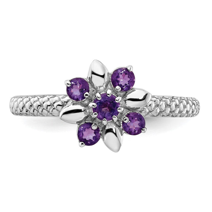 Shop Stylish Amethyst Stackable Expressions Ring in Sterling Silver, 14K Gold-4