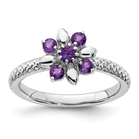Buy Stylish Amethyst Stackable Expressions Ring in Sterling Silver - 14K Gold Accents