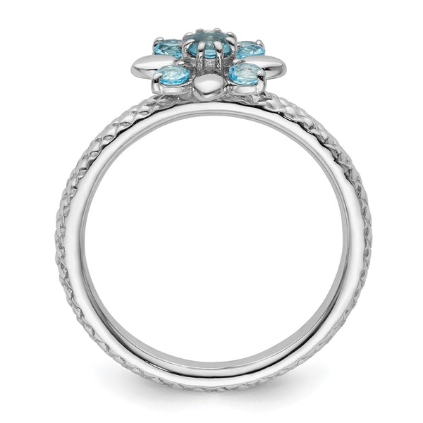 Sterling Silver Stackable Blue Topaz Ring - 14K Gold