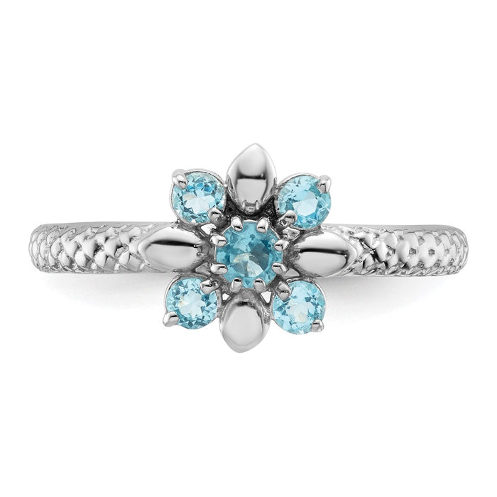 Shop Stylish Sterling Silver Stackable Blue Topaz Ring - 14K Gold Finish-4