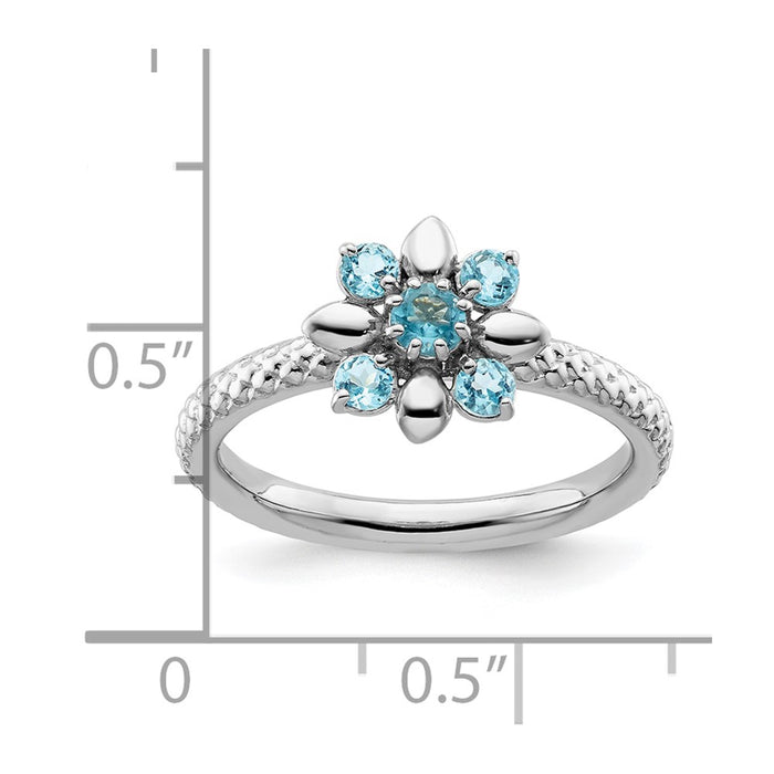 Shop Stylish Sterling Silver Stackable Blue Topaz Ring - 14K Gold Finish-5
