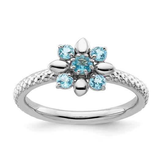 Shop Stylish Sterling Silver Stackable Blue Topaz Ring - 14K Gold Finish