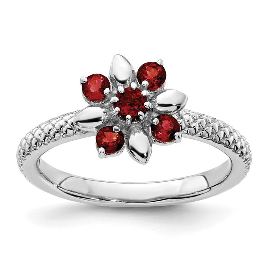 Buy Stylish Sterling Silver Garnet Stackable Ring - Affordable Elegance!