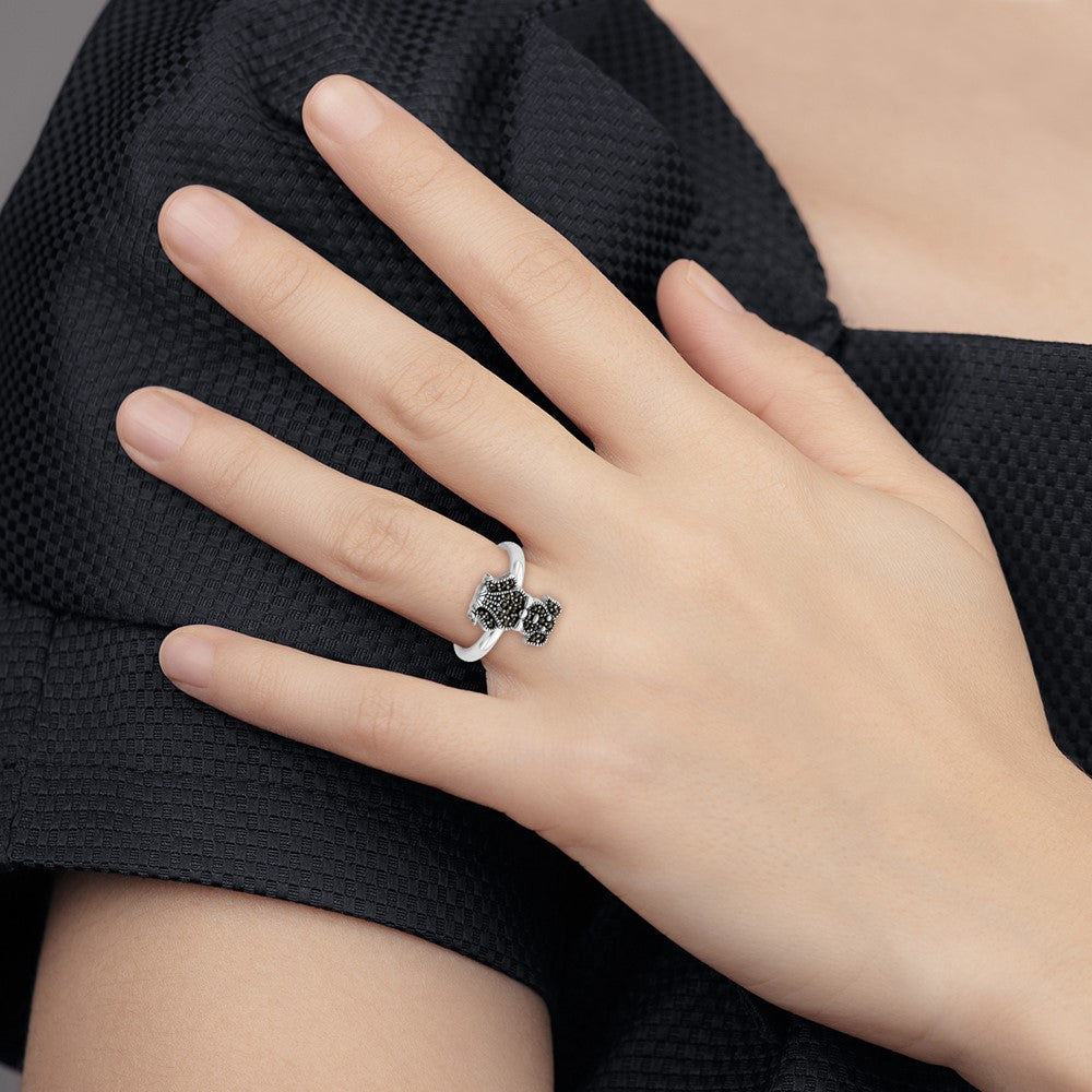 High-quality Stylish Sterling Silver Marcasite Dog Stackable Ring - Affordable Price