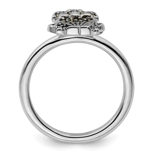 Designer Sterling Silver Marcasite Dog Ring - 14K Gold Accents, Stylish Value