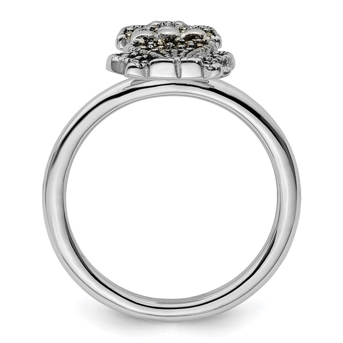 Designer Sterling Silver Marcasite Dog Ring - 14K Gold Accents, Stylish Value-2